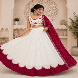 Premium Scalloped Cotton Lehenga Choli 3-Piece Set