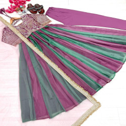 Premium Embroidered NC Moss Silk Anarkali Gown 3-Piece Set