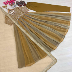 Premium Embroidered NC Moss Silk Anarkali Gown 3-Piece Set