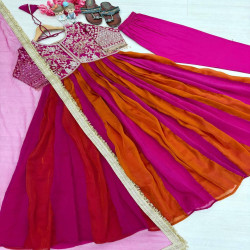 Premium Embroidered NC Moss Silk Anarkali Gown 3-Piece Set