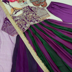 Premium Embroidered NC Moss Silk Anarkali Gown 3-Piece Set
