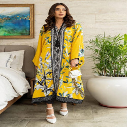 Floral Print Long Kaftan Top with Rayon Bottom