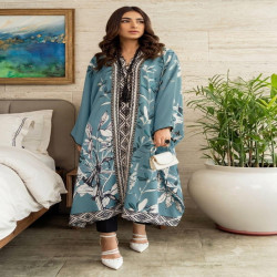 Floral Print Long Kaftan Top with Rayon Bottom