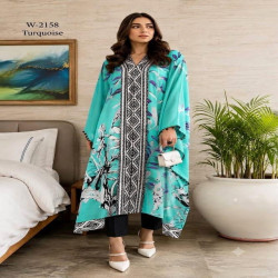 Floral Print Long Kaftan Top with Rayon Bottom
