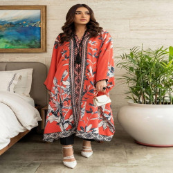 Floral Print Long Kaftan Top with Rayon Bottom