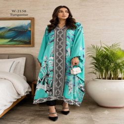Floral Print Long Kaftan Top with Rayon Bottom