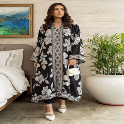 Floral Print Long Kaftan Top with Rayon Bottom