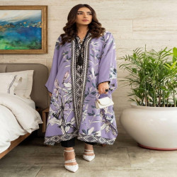 Floral Print Long Kaftan Top with Rayon Bottom