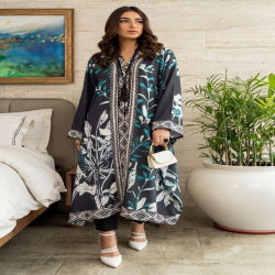 Floral Print Long Kaftan Top with Rayon Bottom