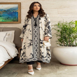 Floral Print Long Kaftan Top with Rayon Bottom