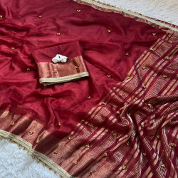 Trending Ghungroo Tissue Silk Saree with Blouse