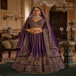 Premium Bridal Tone Silk Embroidered Bridal Lehenga Set with Double Dupatta