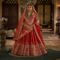 Premium Bridal Tone Silk Embroidered Bridal Lehenga Set with Double Dupatta
