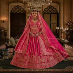 Premium Bridal Tone Silk Embroidered Bridal Lehenga Set with Double Dupatta