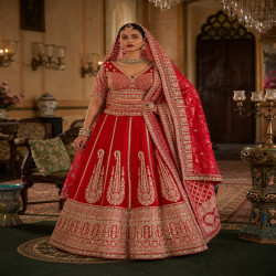 Royal Bridal Tone Silk Lehenga Set with Double Dupatta