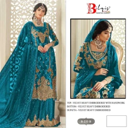 Premium Embroidered Velvet Pakistani Suit with Dupatta