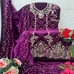 Premium Embroidered Velvet Pakistani Suit with Dupatta