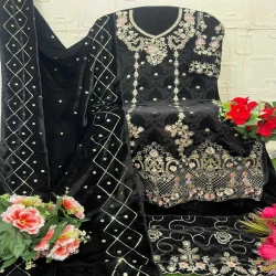 Premium Embroidered Velvet Pakistani Suit with Dupatta