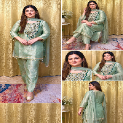 Designer Tissue Salsa Embroidered 3-Piece Palazzo Set